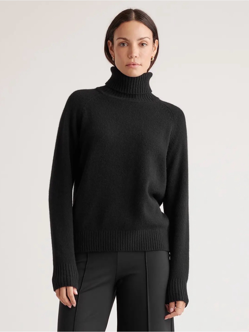 Quince Women's Black Yak Wool Turtleneck Sweater